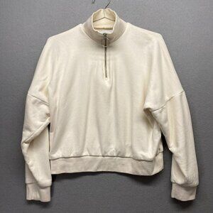 Odeyalo Sweatshirt Womens Small Cream Quarter Zip Soft Cotton Oversized